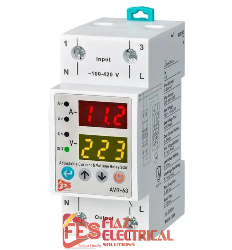 FES 63A OVER AND UNDER VOLTAGE AND CURRENT PROTECTION RELAY PAKISTAN
