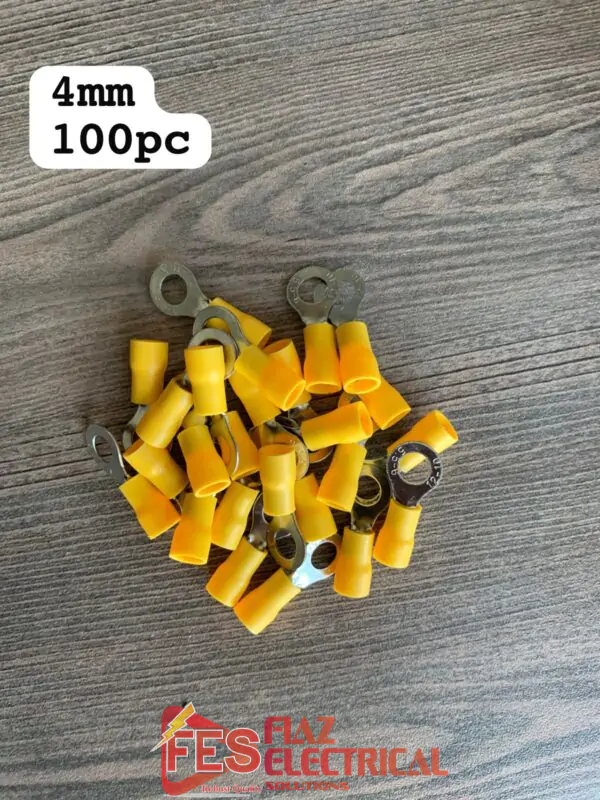 O-type Yellow Insulated Thimble/ Cable Lug 4mm (6mm hole)