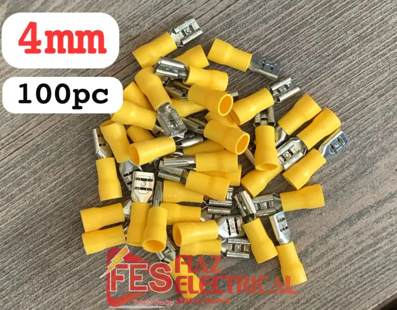 Insulated Thimbles female lug 4mm  per pc Yellow in Pakistan