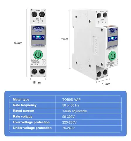 TOMZN 63A 2Pole WIFI breaker Smart Switch with monitoring