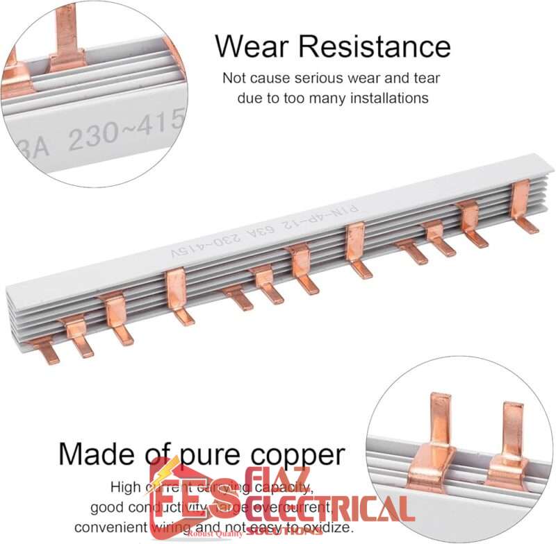 MCB Insulated Breaker Kangi, Breaker Busbar 3 Pole 1 Meter Length 54 Point for 18, 3 pole Breakers