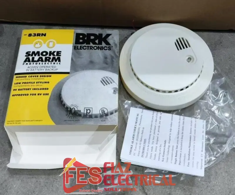 Smoke alarm photoelectric sensor 83RN AC 220v operated 9v battery backup BRK
