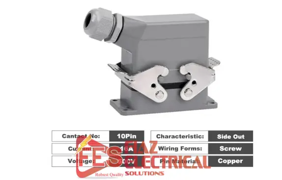 10 Pin Connector HDC-HE-10 - Industrial Waterproof Screw Connection Plug for Automation and Machinery