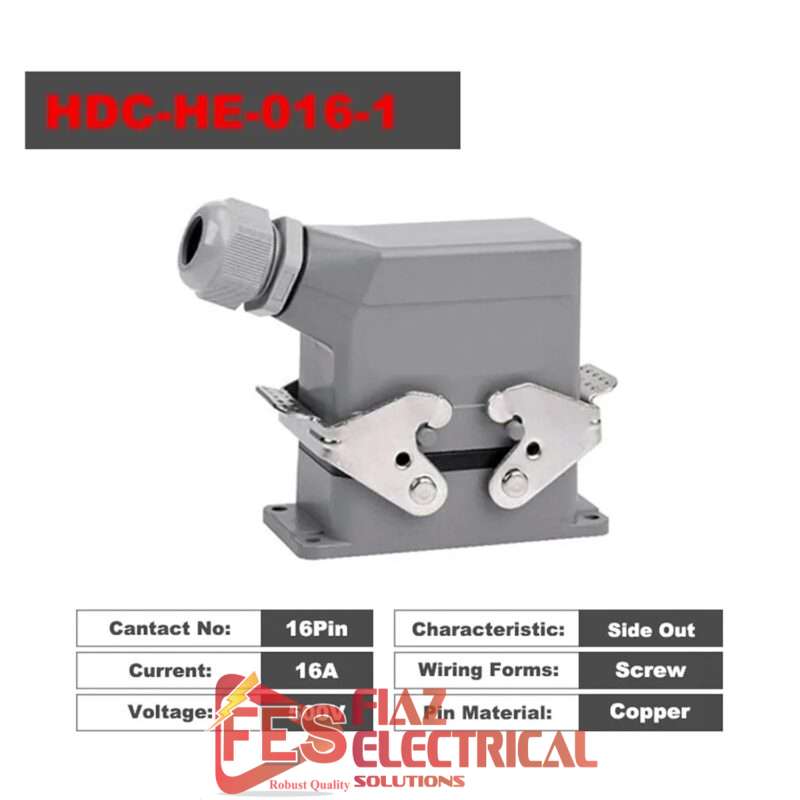 16 Pin Connector HDC-HE-16 - Industrial Waterproof Screw Connection Plug for Automation and Machinery