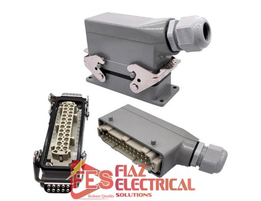 24 Pin Connector HDC-HE-024 - Industrial Waterproof Screw Connection Plug for Automation and Machinery