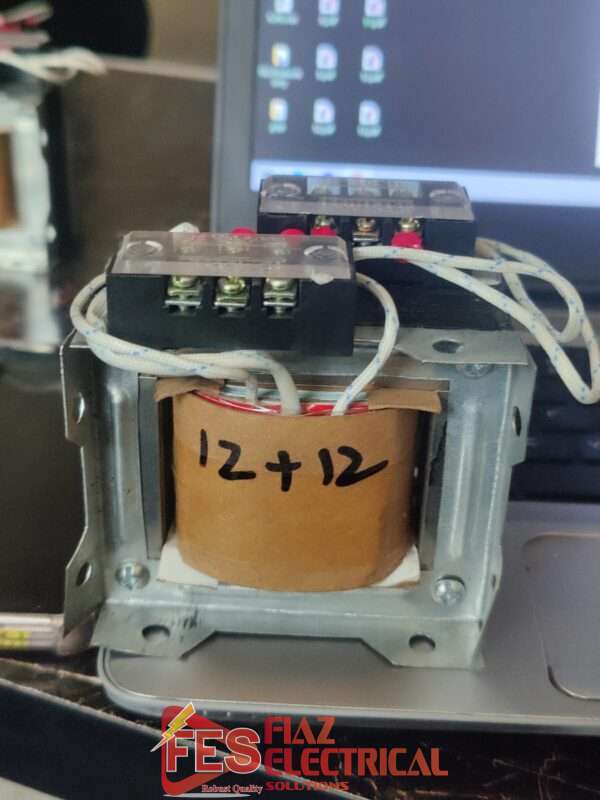 Transformer input 220v output 24v 2.5Amp Core Size 1x1 inchi Paper winding in Pakistan