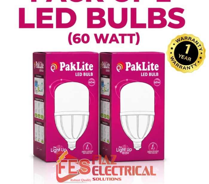 Paklite LED Bulb 60w 1 year Warrenty in Pakistan