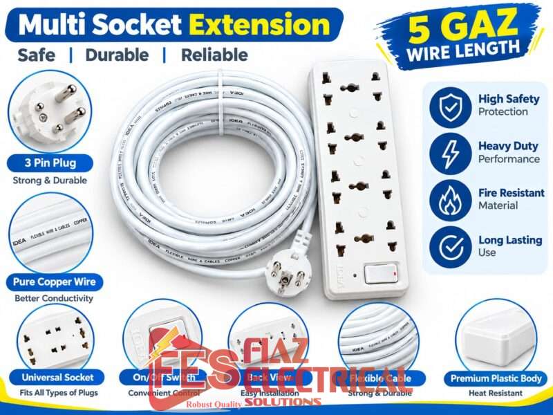 KM Extension Lead 16ft wire good quality 40/76 wire pure Copper Heavy duty 2 Pin shoe