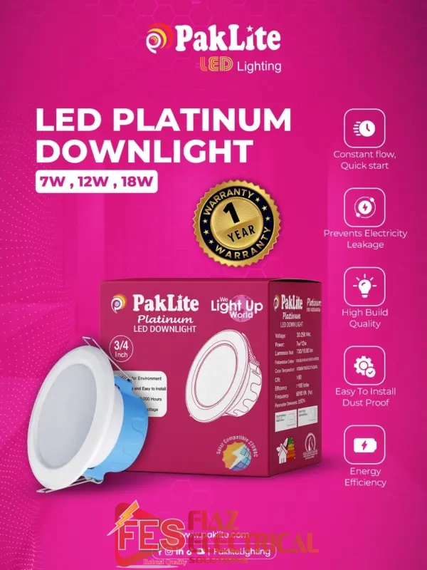 Paklite Platinum SMD 12W 3-4'' 1 year warrenty in pakistan