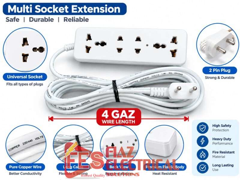 KM Extension lead with 12ft wire 23/76 Pure Copper wire