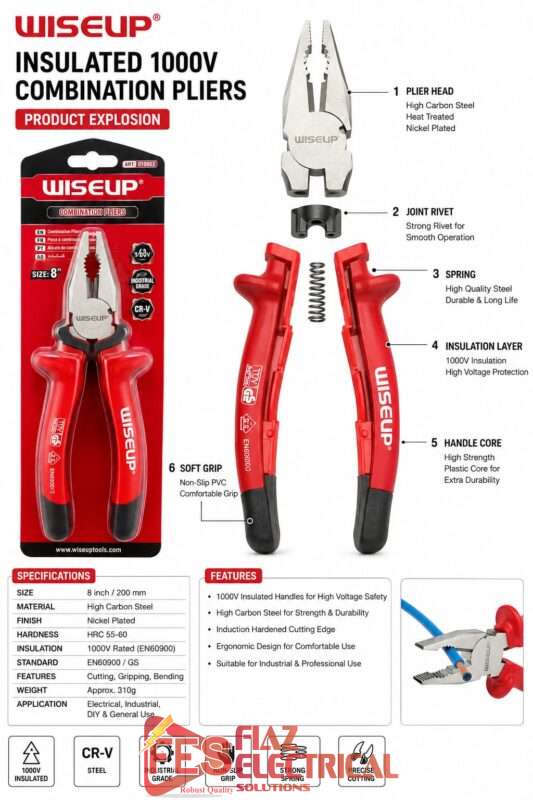 Combination Plier 8" Big Handle ART010603 Wiseup